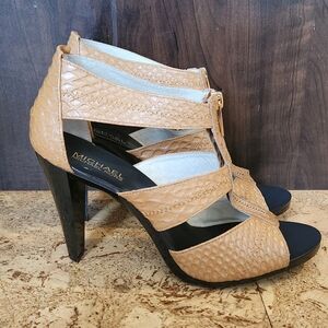 Michael Kors Beige Brown Textured High Heel Sandals Brand New